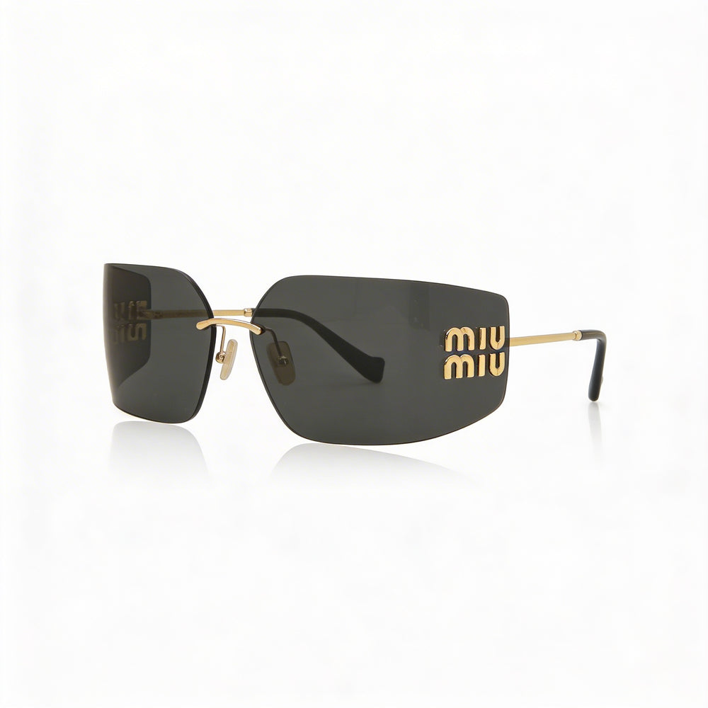 Miu Miu Modern Women's Metal Gold Dark Grey Frame Grey Lens Non-Polarized Sunglasses 54mm