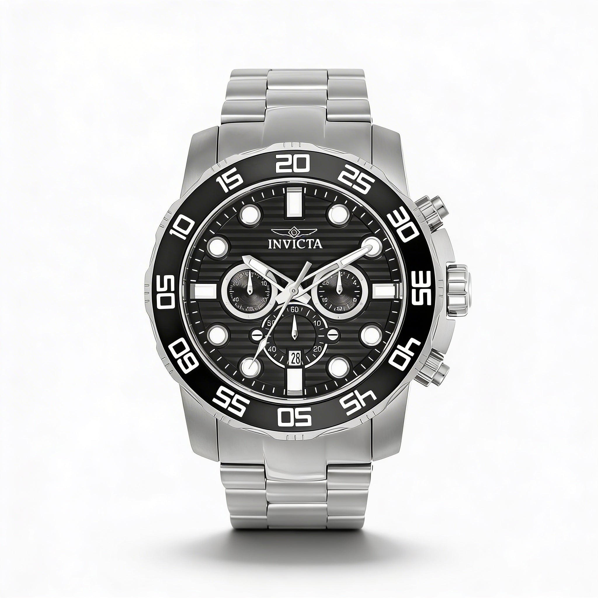 Invicta Pro Diver SCUBA 22226 Men's Quartz Chronograph Diver Watch, Stainless Steel, Silver Case, Black Dial, 49mm, Photo 1