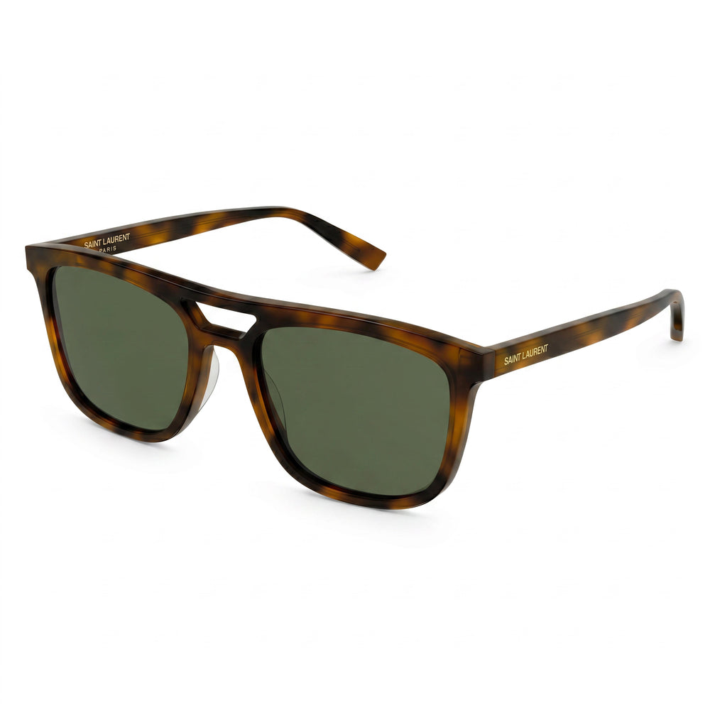 Gafas de sol Yves Saint Laurent SL 455-002 para hombre, color Havana, con lentes verdes y protección UV, talla 56