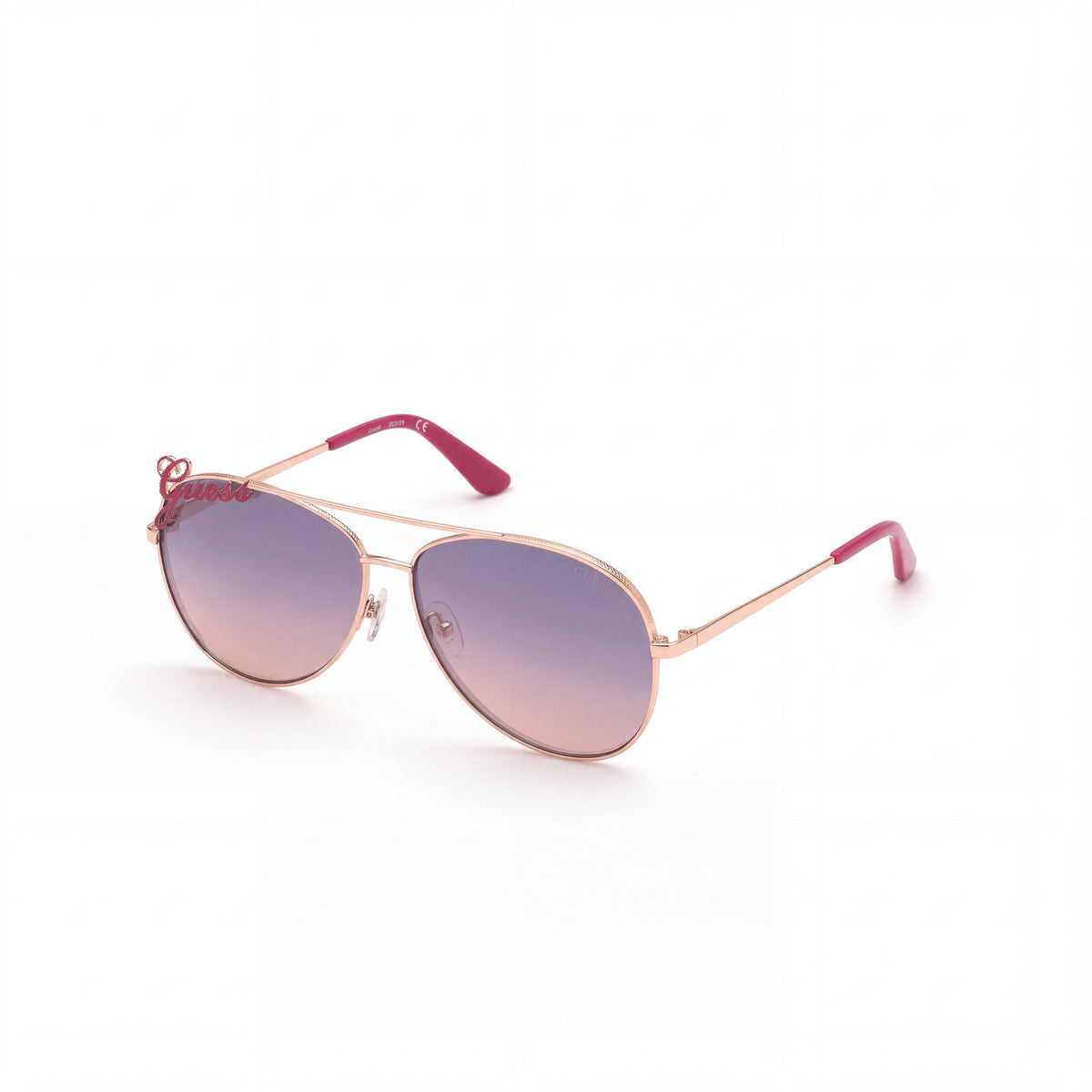 Gafas de sol GUESS GU773928Z60 para mujer con montura de metal en oro rosa, lentes de policarbonato degradado y protección UV, 60 mm, Photo 1