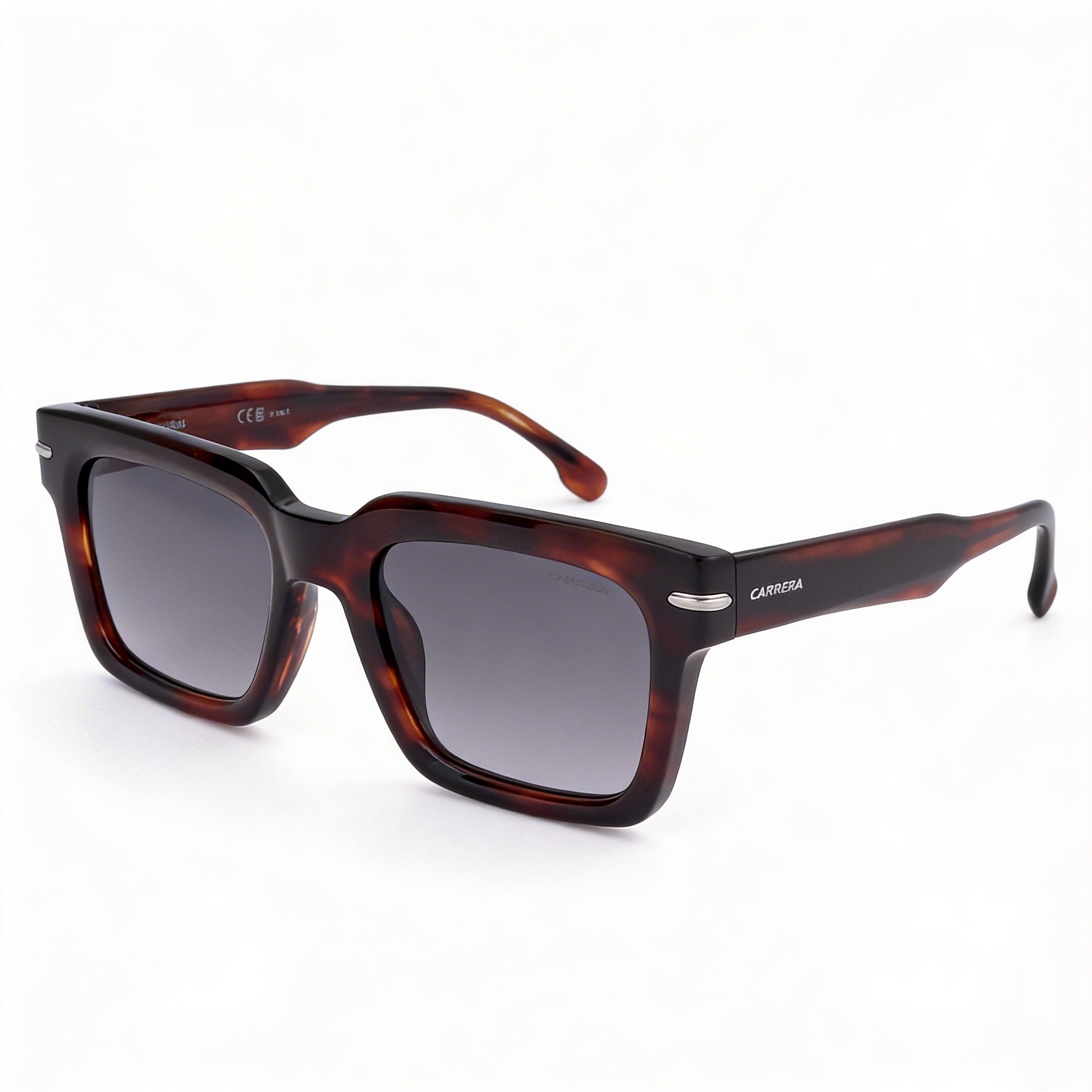 Carrera Signature Men's Brown Horn Acetate Dark Grey Shaded Non-Polarized 100% UV Sunglasses 52mm, Photo 1