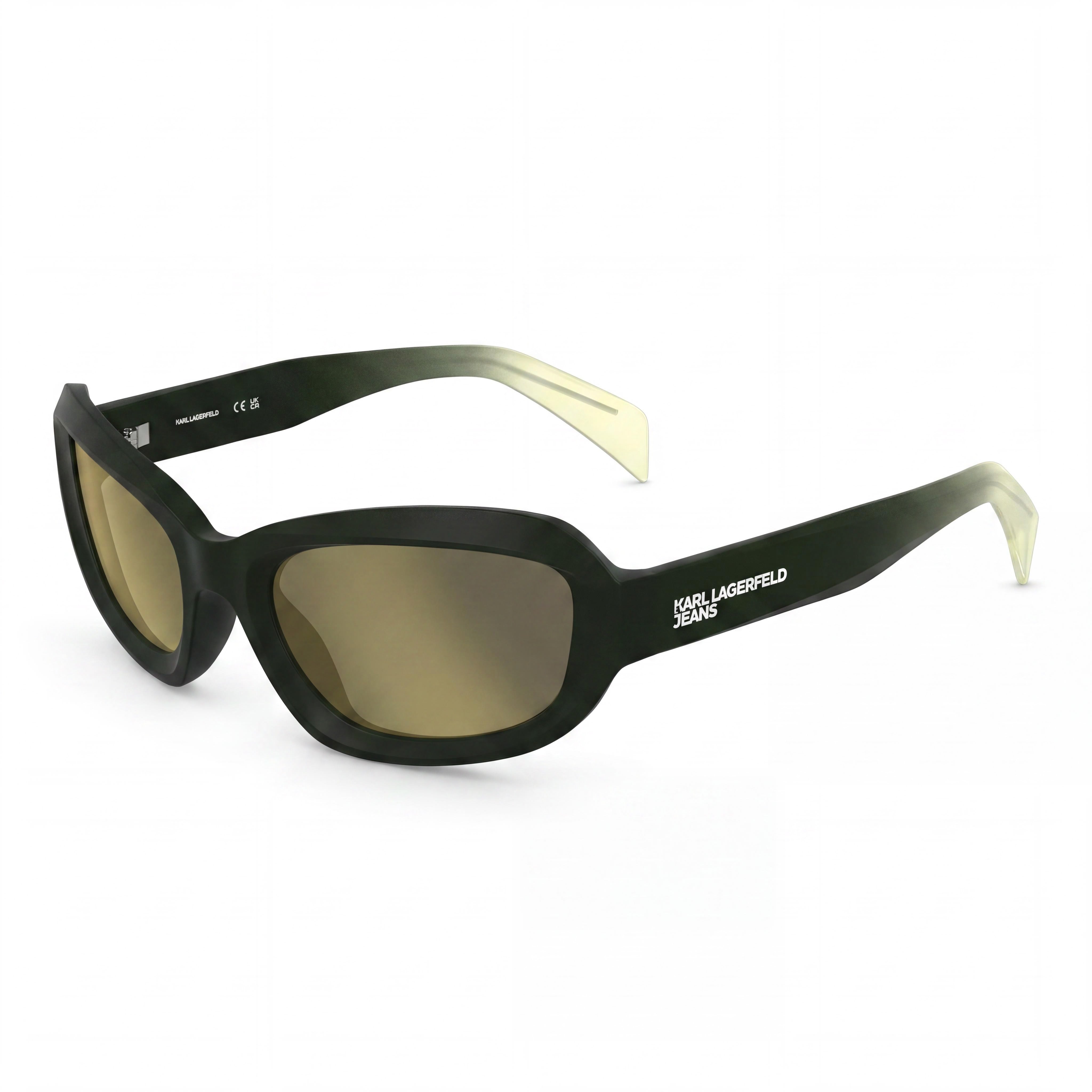 KARL LAGERFELD Klj6200s Gafas de sol de mujer caqui champán de plástico con espejo dorado y protección UV Talla L, Photo 1