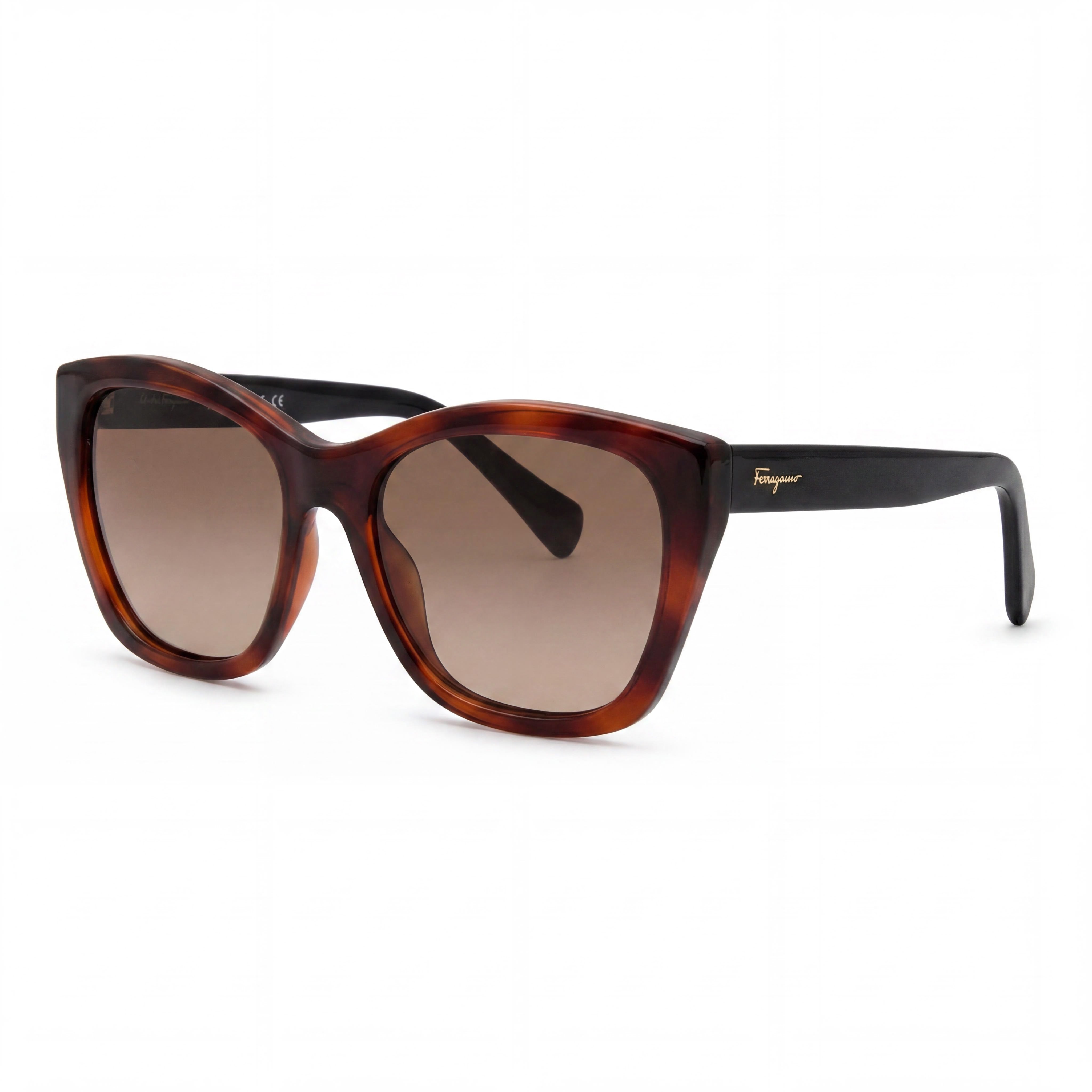 Gafas de sol Salvatore Ferragamo SF957S de ojo de gato para mujer, de plástico carey, marrones no polarizadas, protección UV 100%, 56 mm, Photo 1