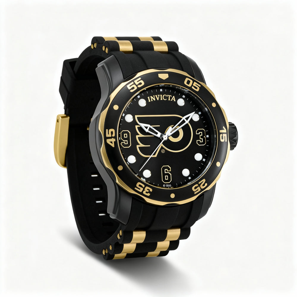 Reloj Invicta NHL Collection IN-42308-AMZUK para hombre, analógico de cuarzo, de acero inoxidable negro, resistente al agua, de 48 mm
