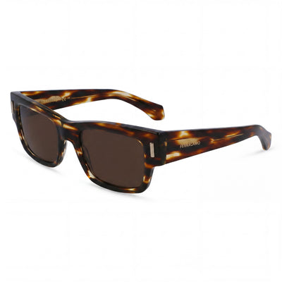 Salvatore Ferragamo Sf2011s Men's Plastic Frame Eyewear featuring UV Protection, Striped Brown, 53mm