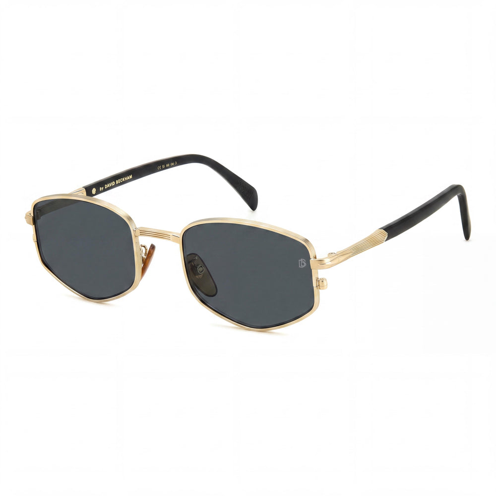 David Beckham DB 1129/S Gafas de Sol Rectangulares para Hombre Oro Montura Gris Oscuro Lente Dorada Negra Policarbonato 100% Protección UV 52mm