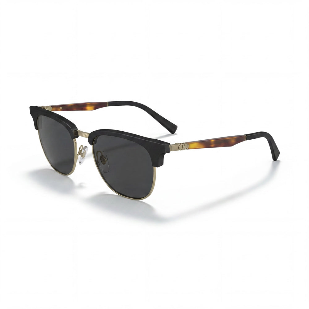 SALVATORE FERRAGAMO Sf307s Unisex Compuesto Protección UV Gafas de Sol No Polarizadas Negro Dorado Havana Gris Oscuro con Cristales Grises 53mm