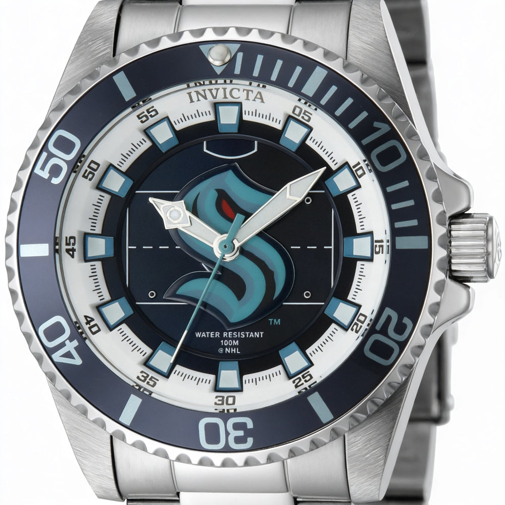 Reloj Invicta NHL IN-42212-AMZUK para mujer, de acero inoxidable plateado y esfera azul, 38 mm