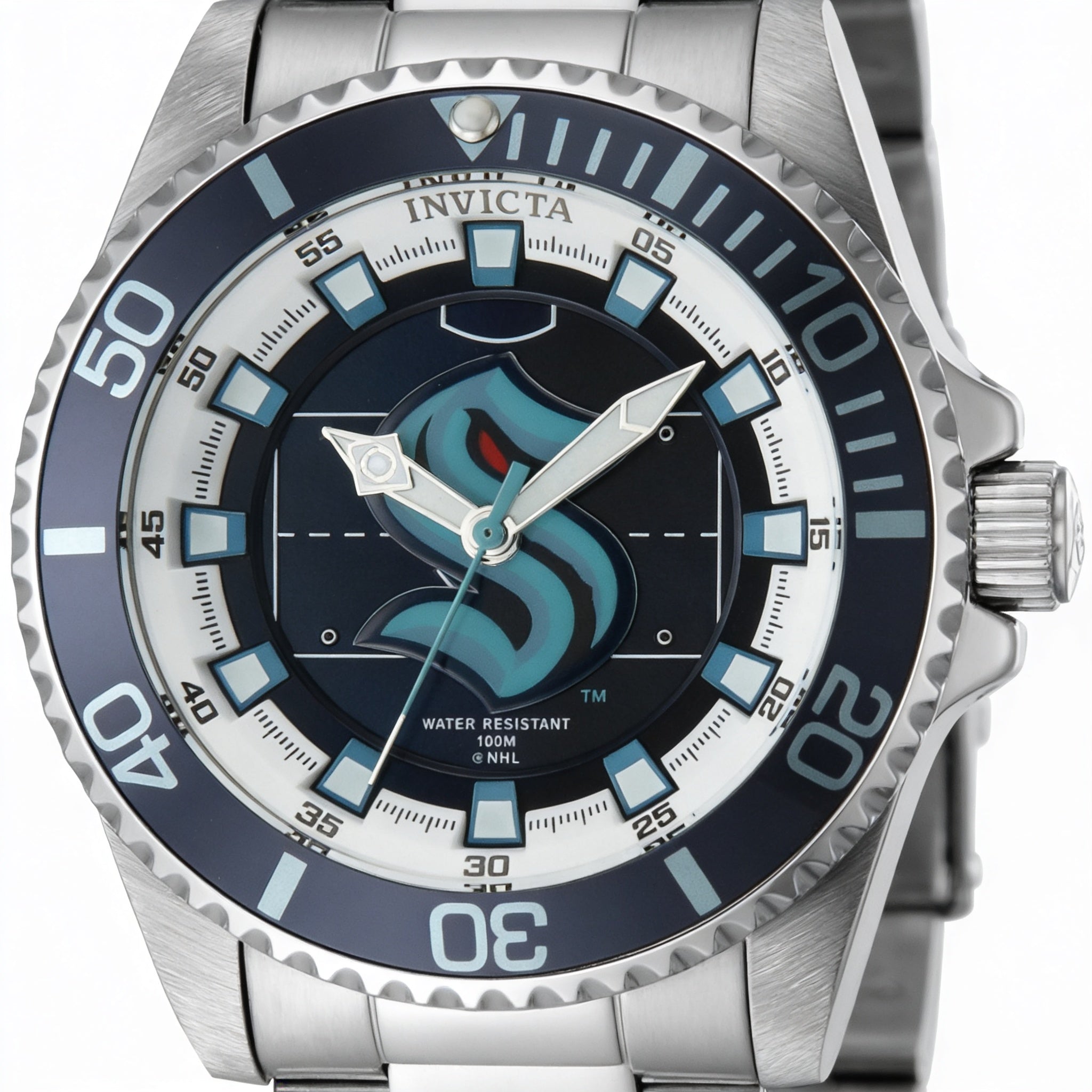 Reloj Invicta NHL IN-42212-AMZUK para mujer, de acero inoxidable plateado y esfera azul, 38 mm, Photo 1