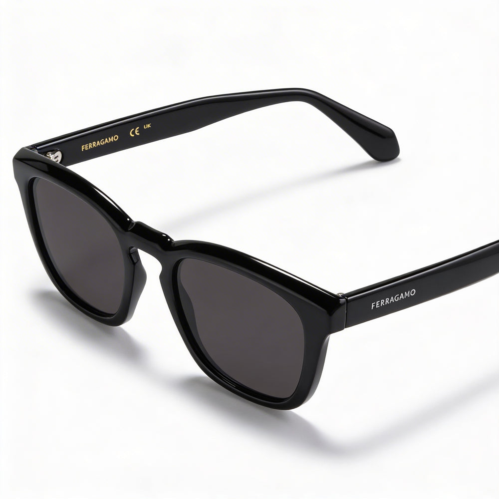 Ferragamo Sf2040se Unisex Eyewear with Black Titanium Frame, featuring Black UV 400 Lenses. Size 50-21-145