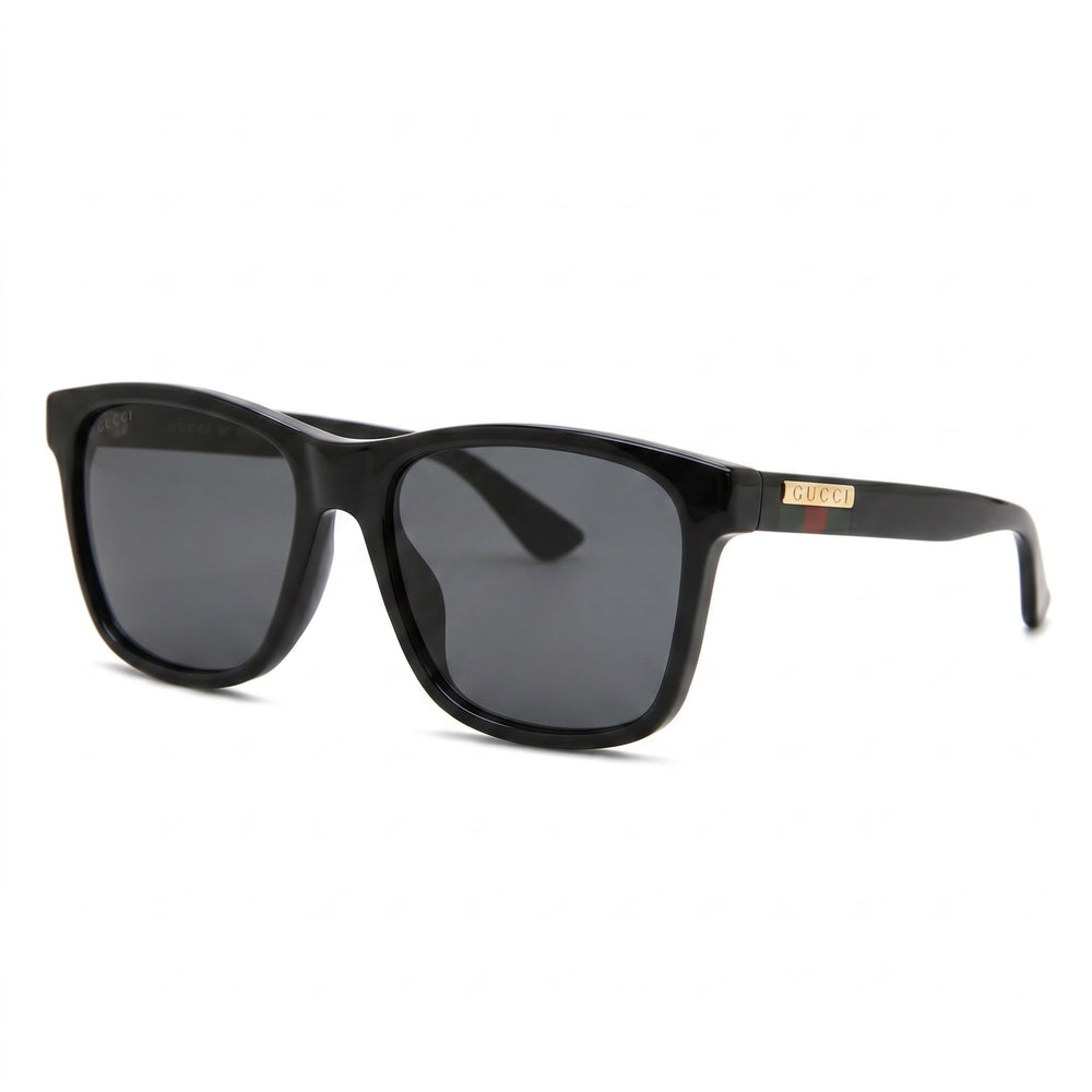 Gafas de sol Gucci GG0746SA-001 para mujer, cuadradas, de plástico inyectado, color negro, con protección UV y lentes gris oscuro de 57 mm