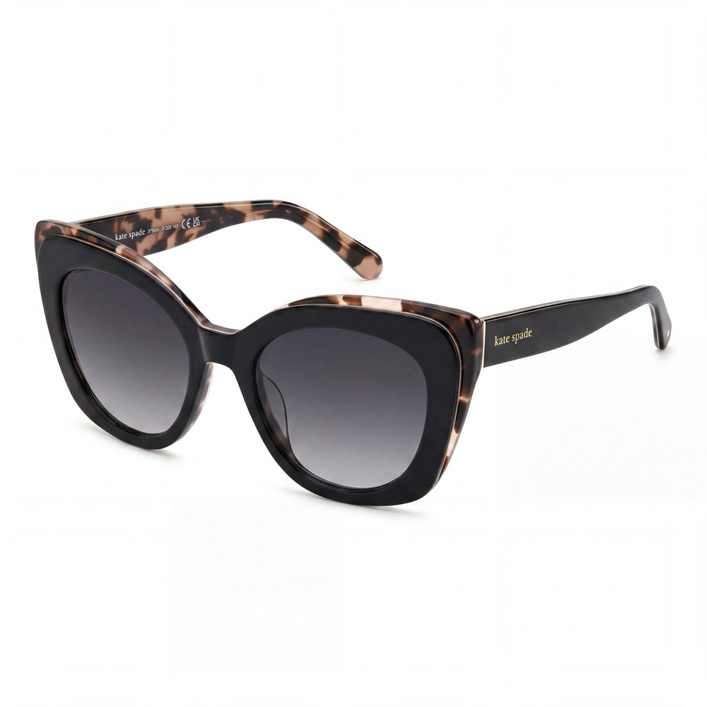 kate spade new york Marigold/S Women's Black Pink Havana Grey Plastic Frame Grey Shaded Polarized UV Protected Sunglasses 51mm