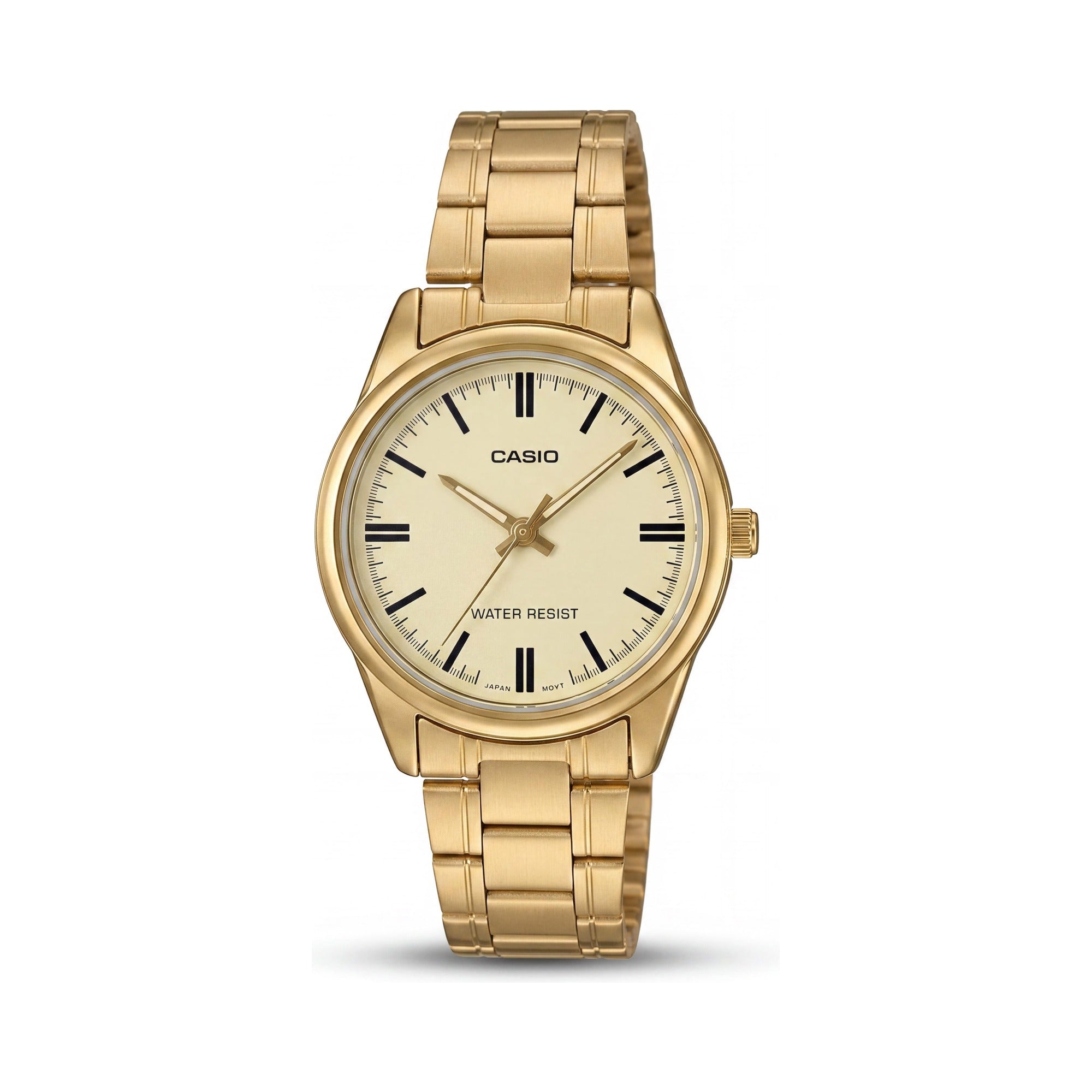 Casio Women’s Analog Watch with Quartz Movement, Gold Ion Plated Stainless Steel Band, Resin Case, Water Resistant, Photo 1