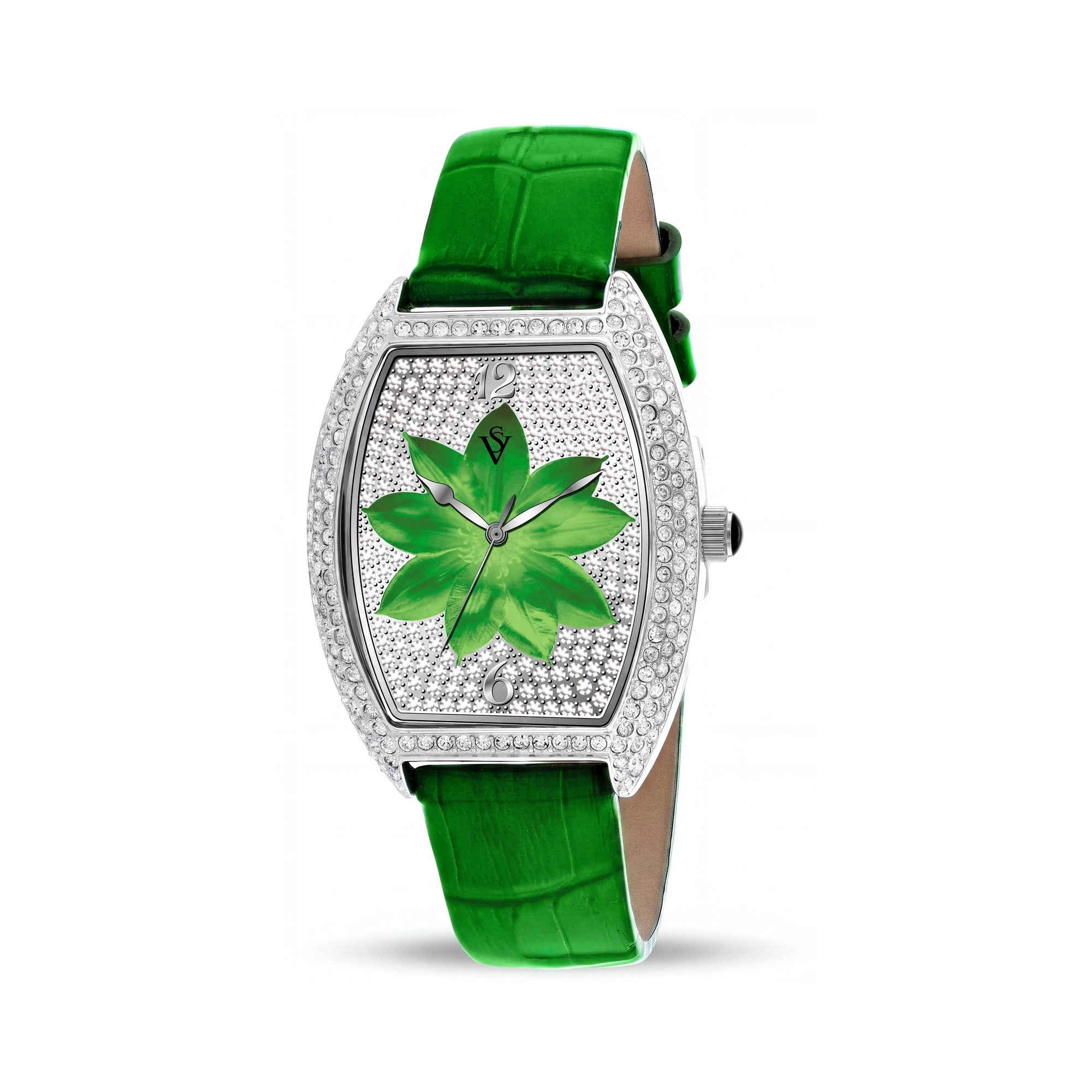 Christian Van Sant CV4853 Modern Women's Green Dial Stainless Steel Leather Strap Quartz Water Resistant Watch, Photo 1