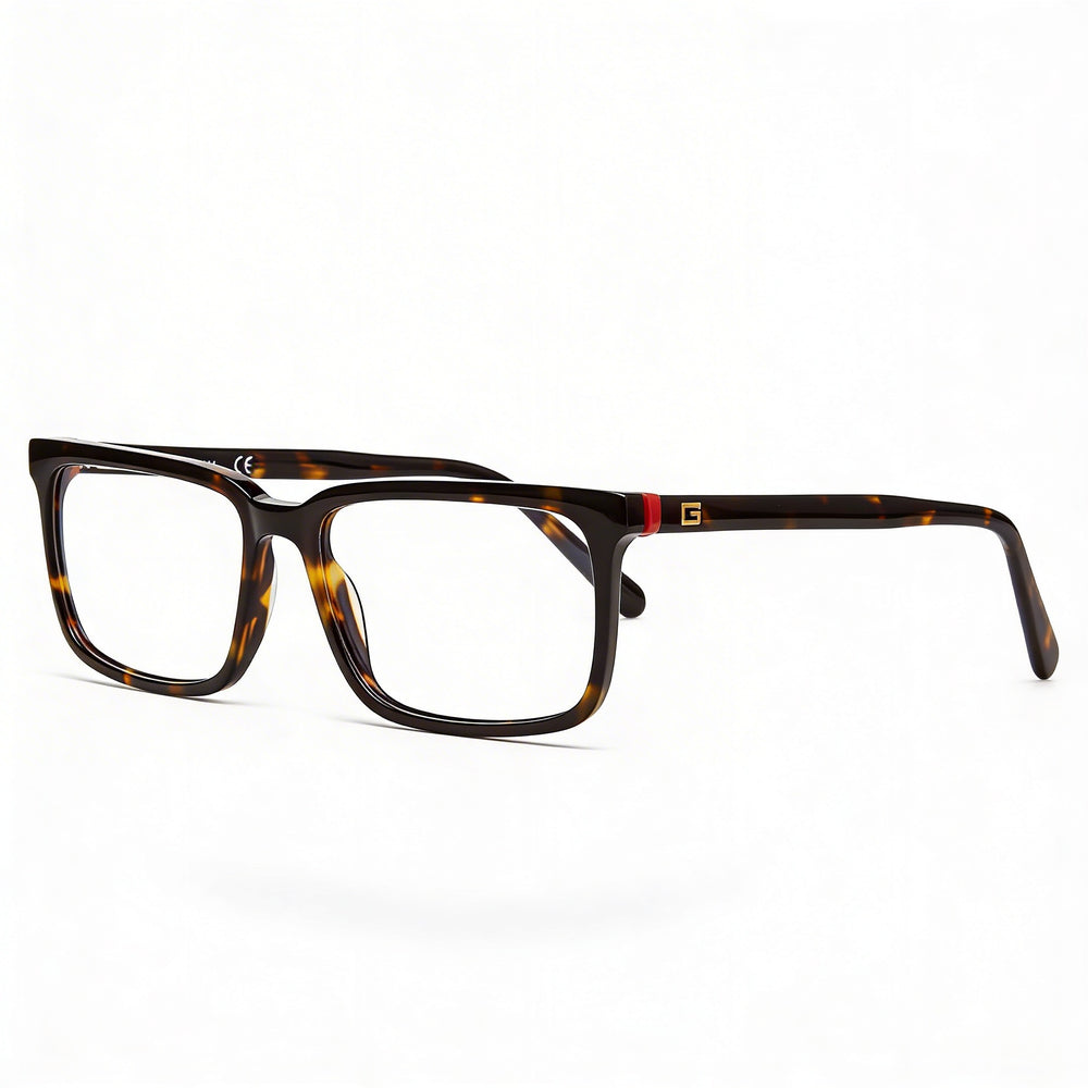 Gafas ópticas GUESS Casual para hombre, de plástico, color Habana oscuro, con lentes de 54 mm de ancho