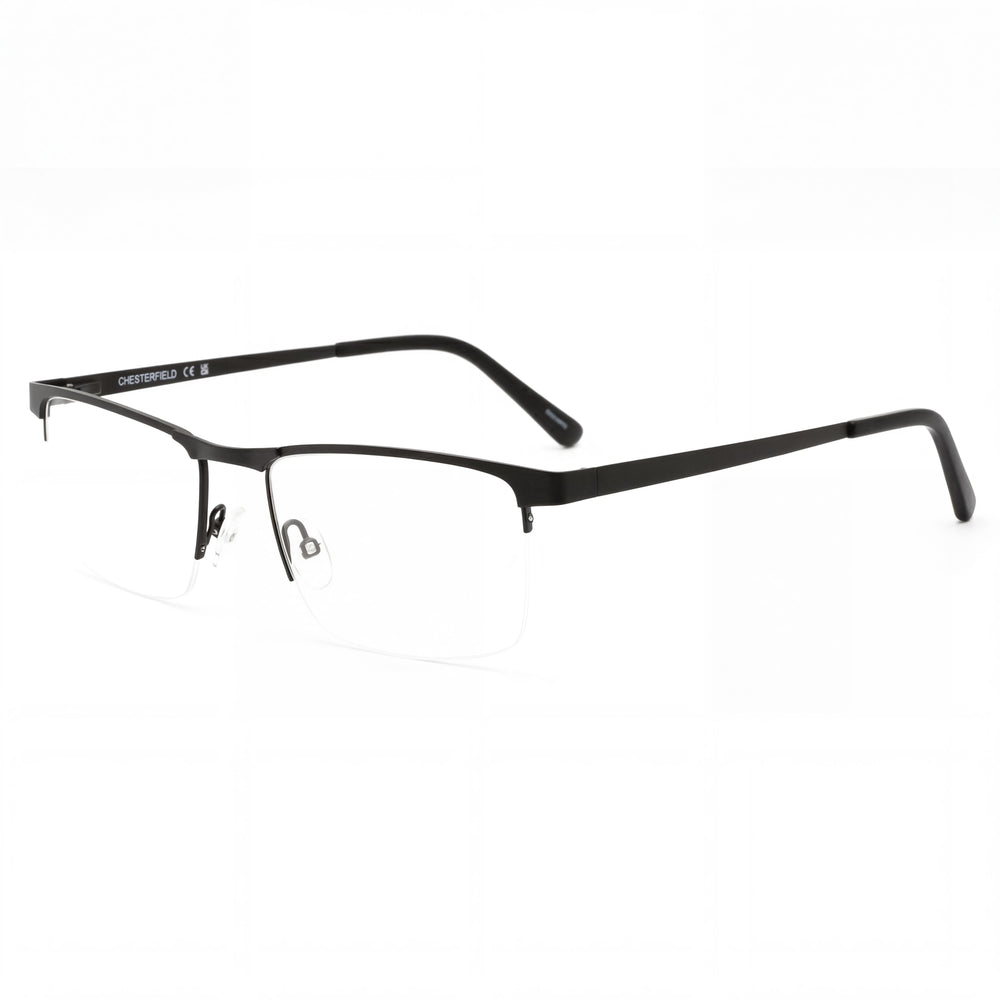 Chesterfield Men's Ch 113xl Black Metal Frame Eyewear with Clear Polycarbonate Lenses, Size 55-19-150