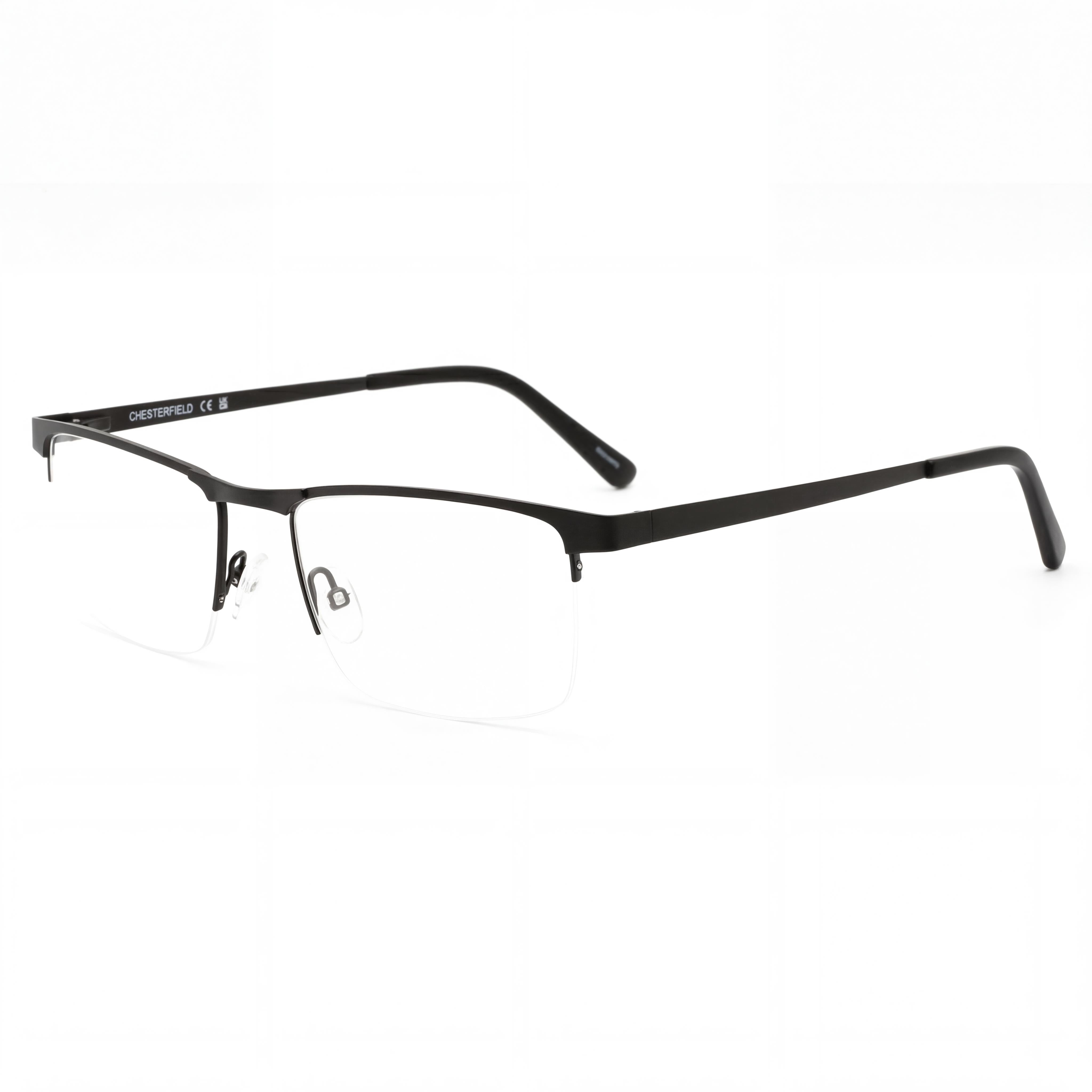 Gafas Chesterfield para hombre Ch 113xl con montura de metal negro y lentes transparentes de policarbonato, talla 55-19-150, Photo 1