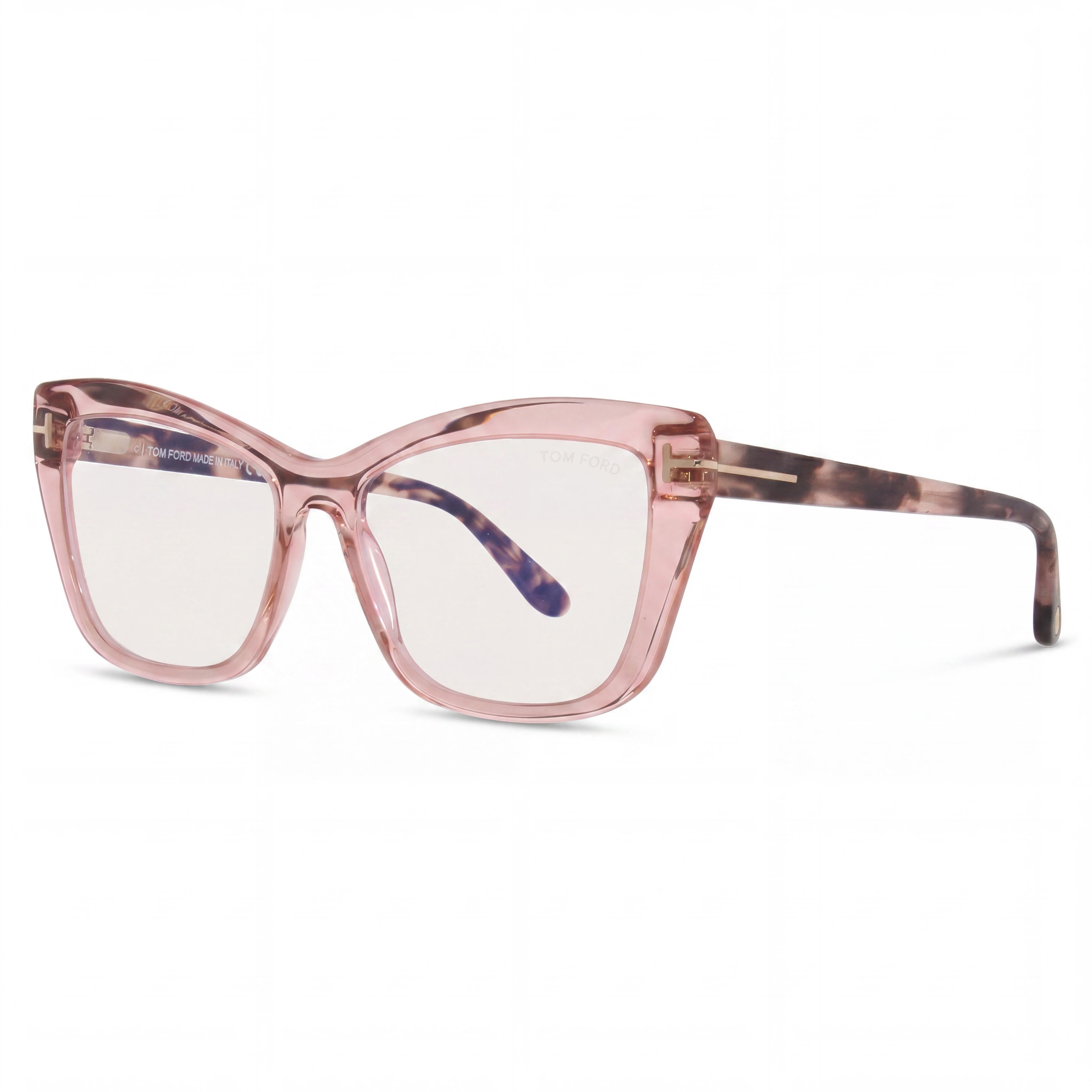 Tom Ford FT5826-B Women's Cat Eye Blue-Light Block Transparent Rose Plastic Eyeglasses 55mm, Photo 1