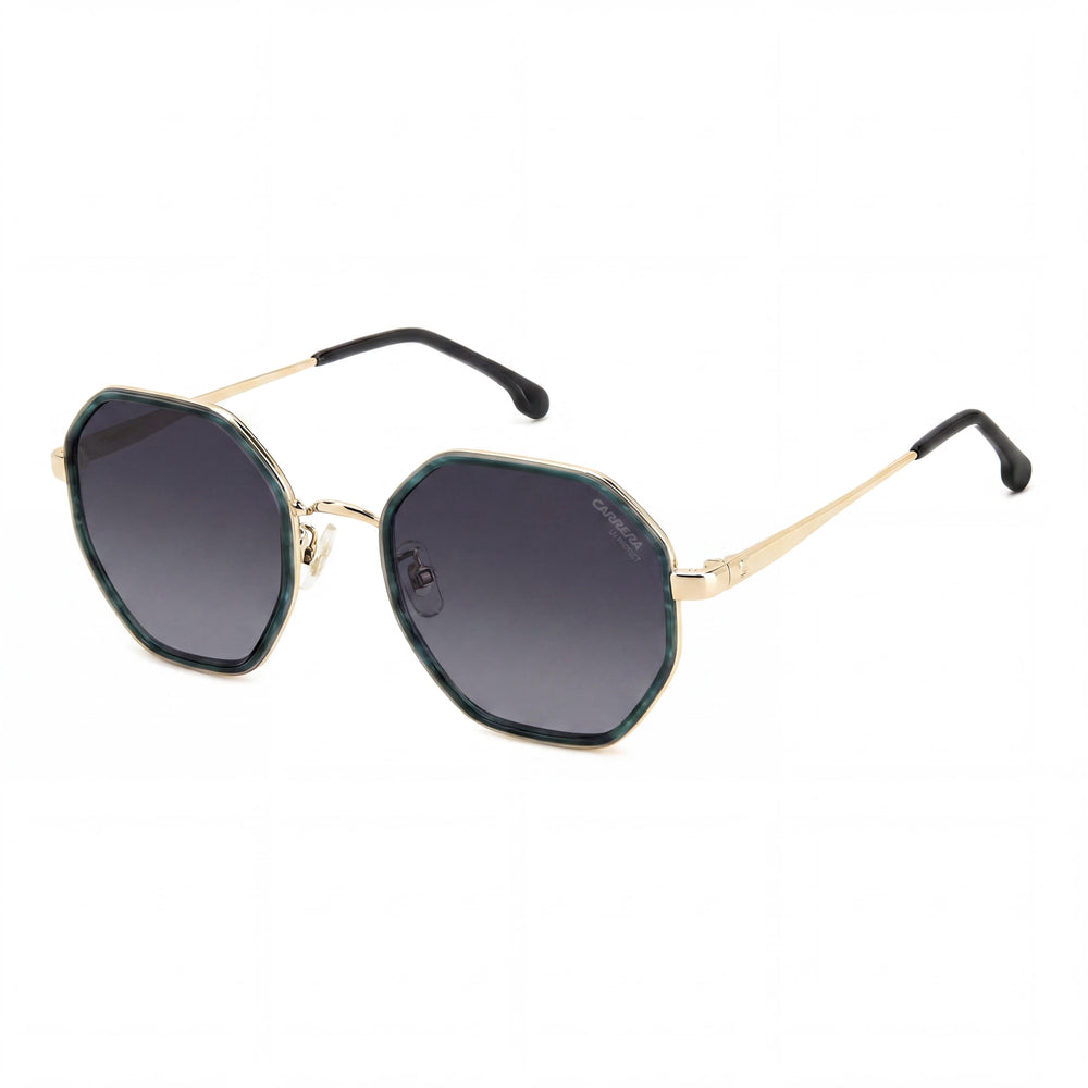 Gafas de sol Carrera Casual para mujer, montura de metal, lentes de policarbonato, cuerno verde, lentes gris oscuro jaspeado 53 mm