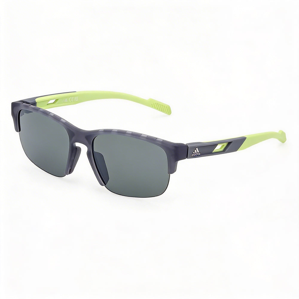 Gafas de sol adidas Sp0068 para hombre, con montura de acetato gris, polarizadas y protección UV, 57 mm