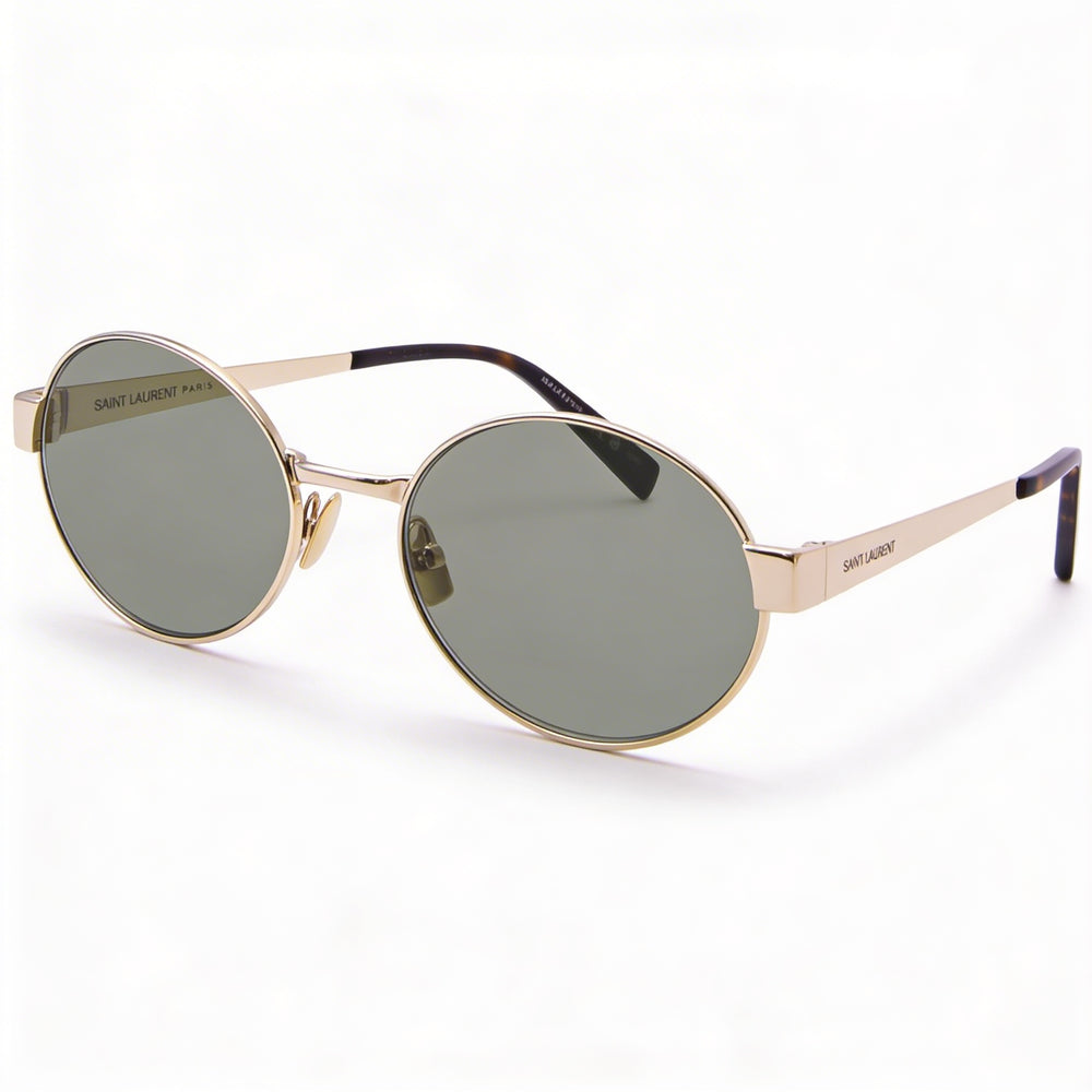 Gafas de sol redondas Saint Laurent Classic SL 692 de metal dorado con lentes verdes no polarizadas para mujer 55mm