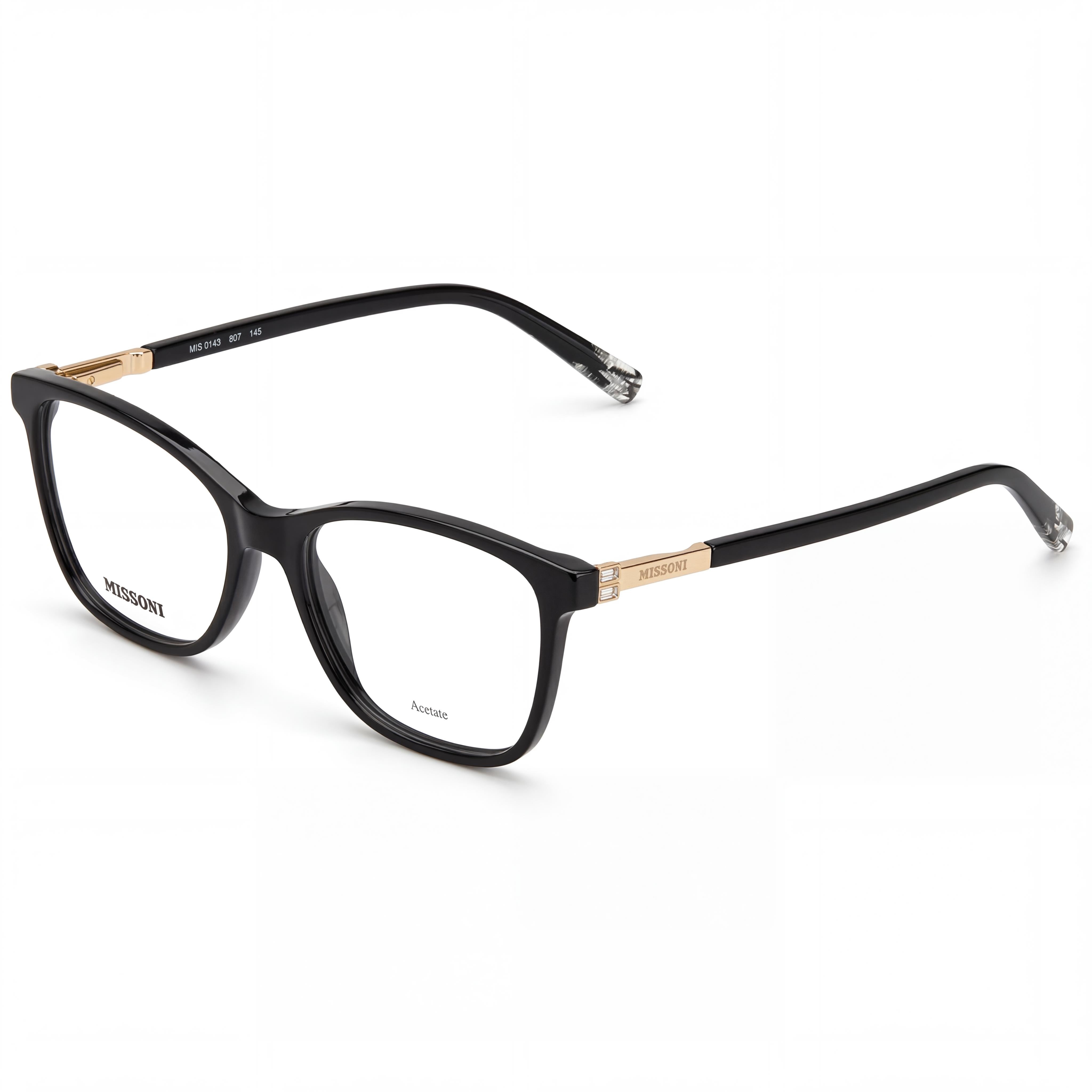Gafas modernas M Missoni para mujer con montura de acetato negro y lentes de policarbonato negro, 53 mm de ancho de lente, Photo 1