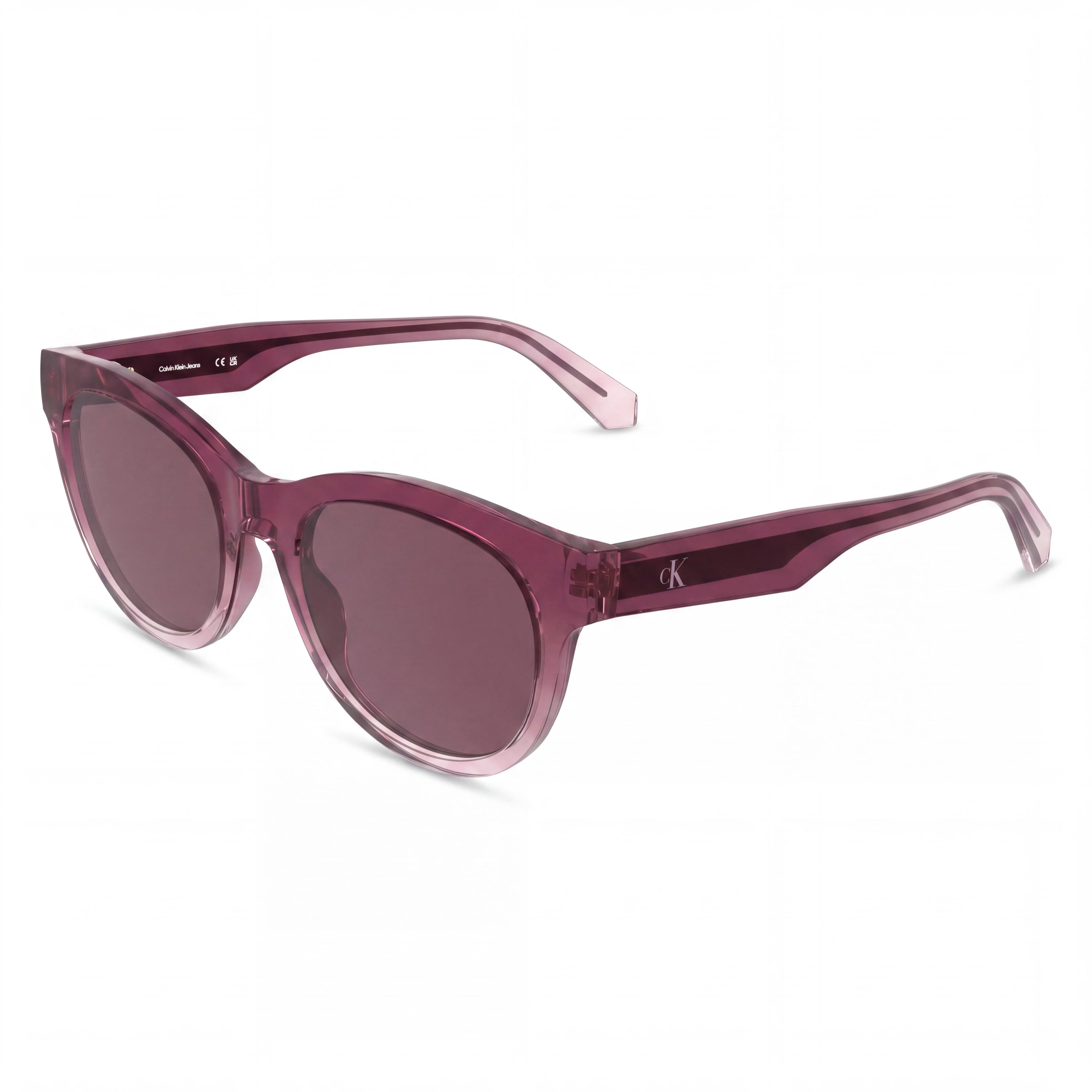 Calvin Klein Jeans Ckj26600s Women's Round Plastic Sunglasses, Transparent Gradient Wine Rose, TRITAN RENEW Lenses, UV Protection, 53mm, Photo 1