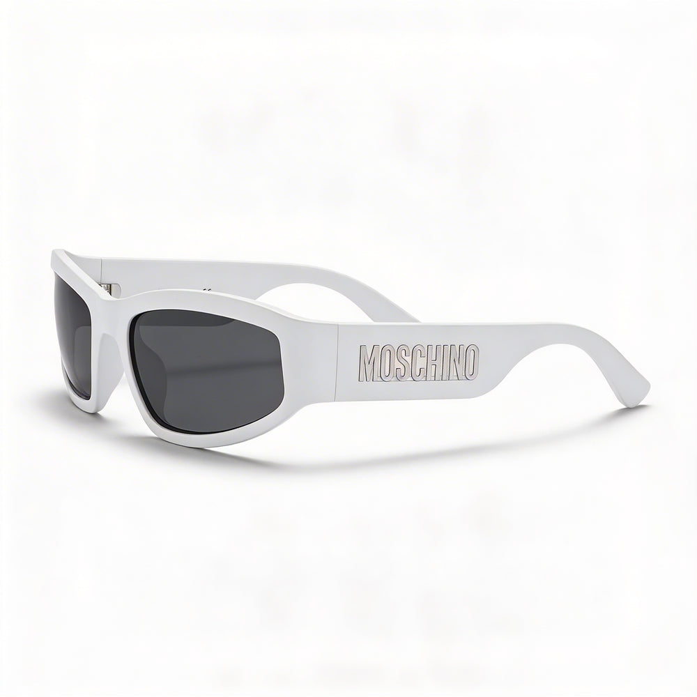 Moschino Casual Men's Matte White POLYAMIDE INJ-GRIL. Grey Non-Polarized Sunglasses 60-21-130