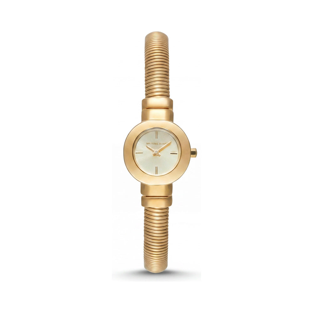Reloj clásico Michael Kors para mujer, de acero inoxidable dorado, resistente al agua y que brilla en la oscuridad, de 21 mm.