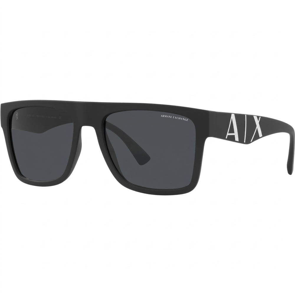 A|X Armani Exchange Gafas de Sol de Plástico Negro Mate Minimalistas Modernas para Hombre con Cristales Gris Oscuro de 55 mm