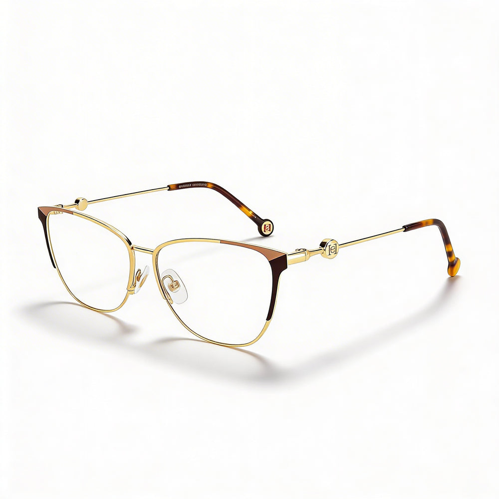 Gafas casuales para mujer Carolina Herrera con montura de acero de aleación dorado-marrón y lentes de policarbonato de 57 mm