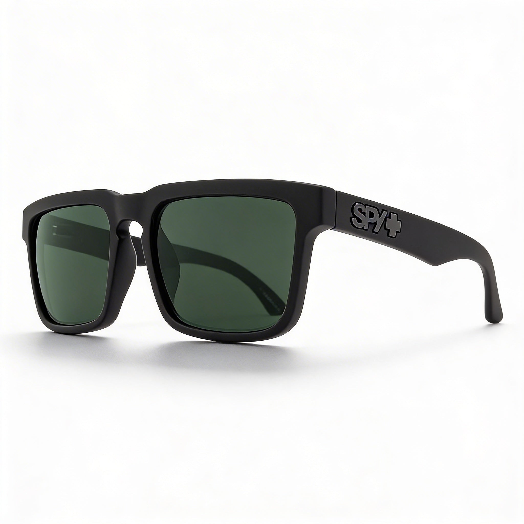 Spy Casual Women's Lightweight Plastic Sunglasses, Soft Matte Black Frame, Happy Gray Green Polarized Lenses 57mm, Photo 1