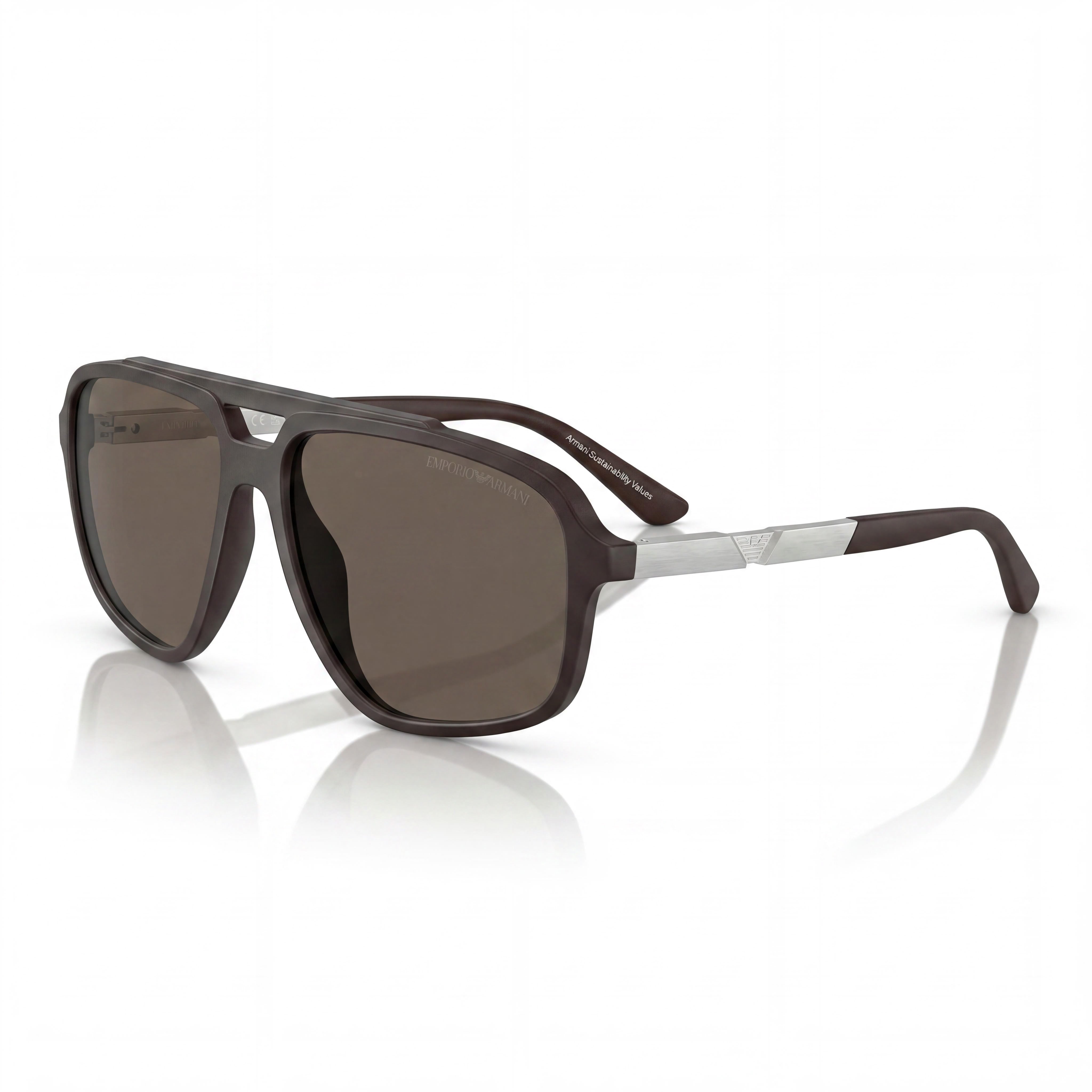 Emporio Armani Ea4236u Universal Fit Men's Dark Brown Frame Brown Lens Plastic UV Protection Sunglasses, 59mm, Photo 1