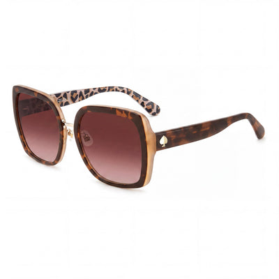 Gafas de sol de plástico marrón habana clásico de 56 mm con protección UV para mujer kate spade new york