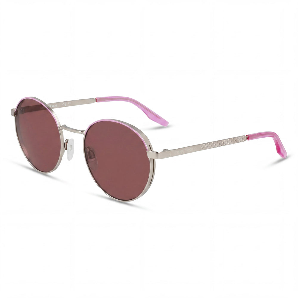 Gafas de sol Converse para mujer CV107S FOXING II de estilo clásico con montura de acetato y lentes de policarbonato de 51 mm, color plateado satinado uva efervescente