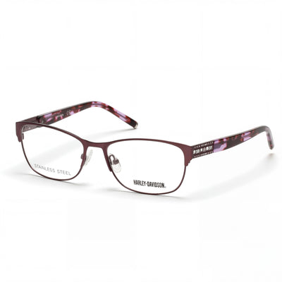 Gafas de metal Harley-Davidson HD0540 para mujer, montura violeta mate y habana coloreada, sin lentes, 56 mm