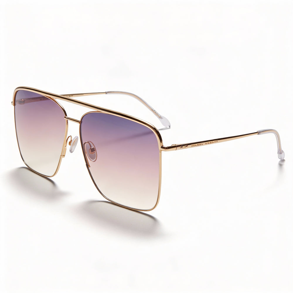 Gafas de sol Isabel Marant Thin Metal Edgy para hombre, de acero inoxidable, montura gris oro rosa, protección UV, 62 mm