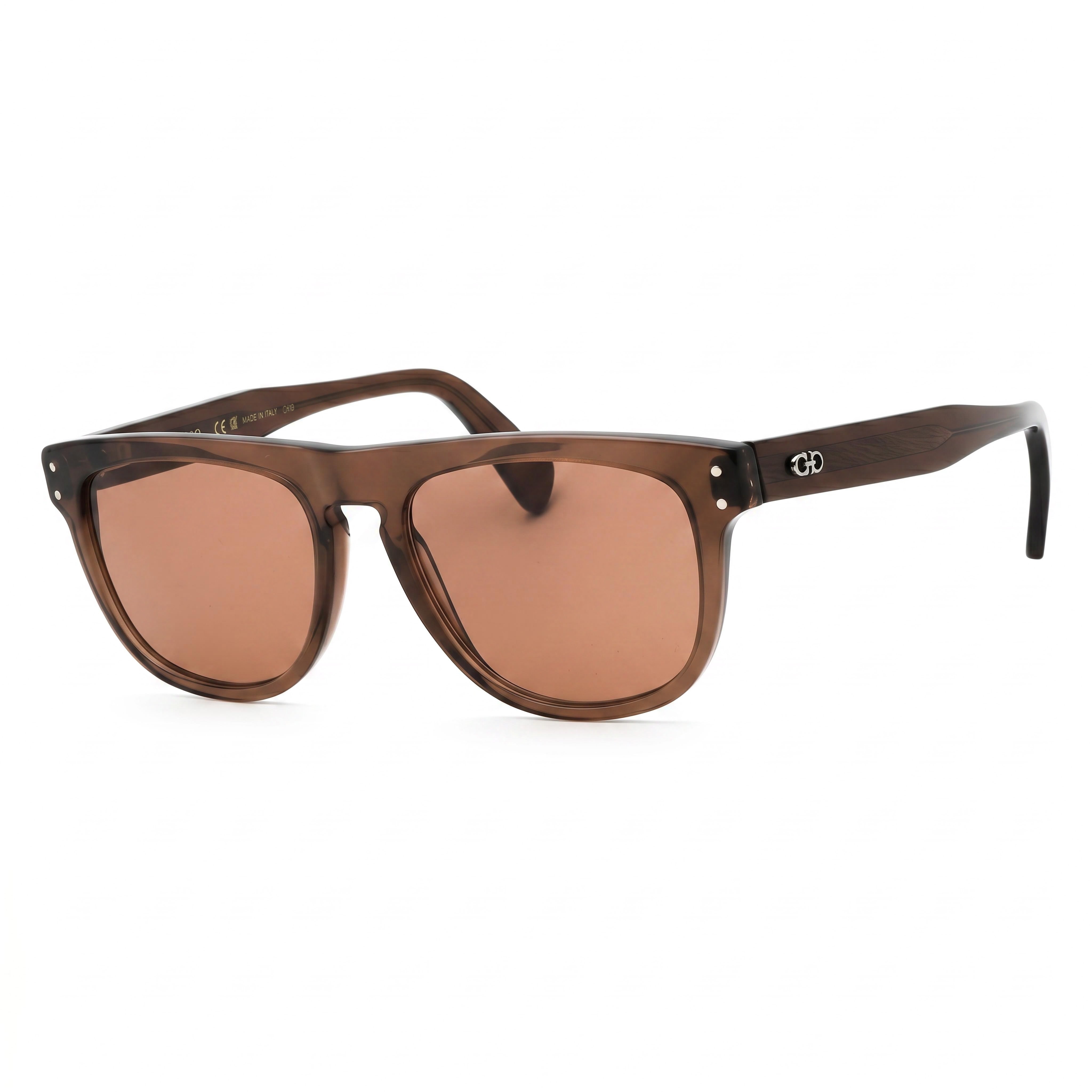 Gafas de sol de plástico transparente marrón para hombre Ferragamo Sf1111s, sin polarizar, protección UV, 55 mm, Photo 1