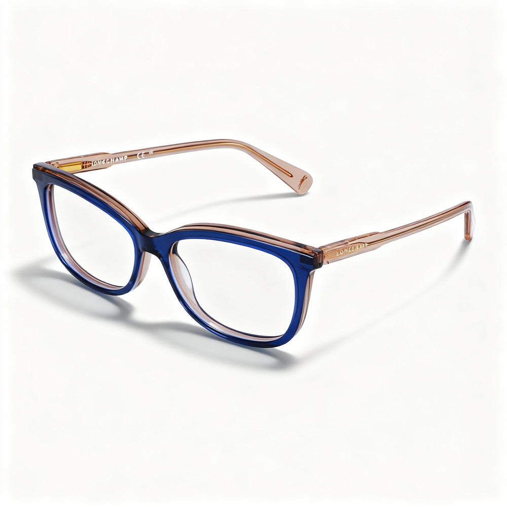 Longchamp Modern Men's Eyeglasses with Alloy Steel Frame, Blue Rose Non Polarized Polycarbonate Lenses, 54-15-140mm