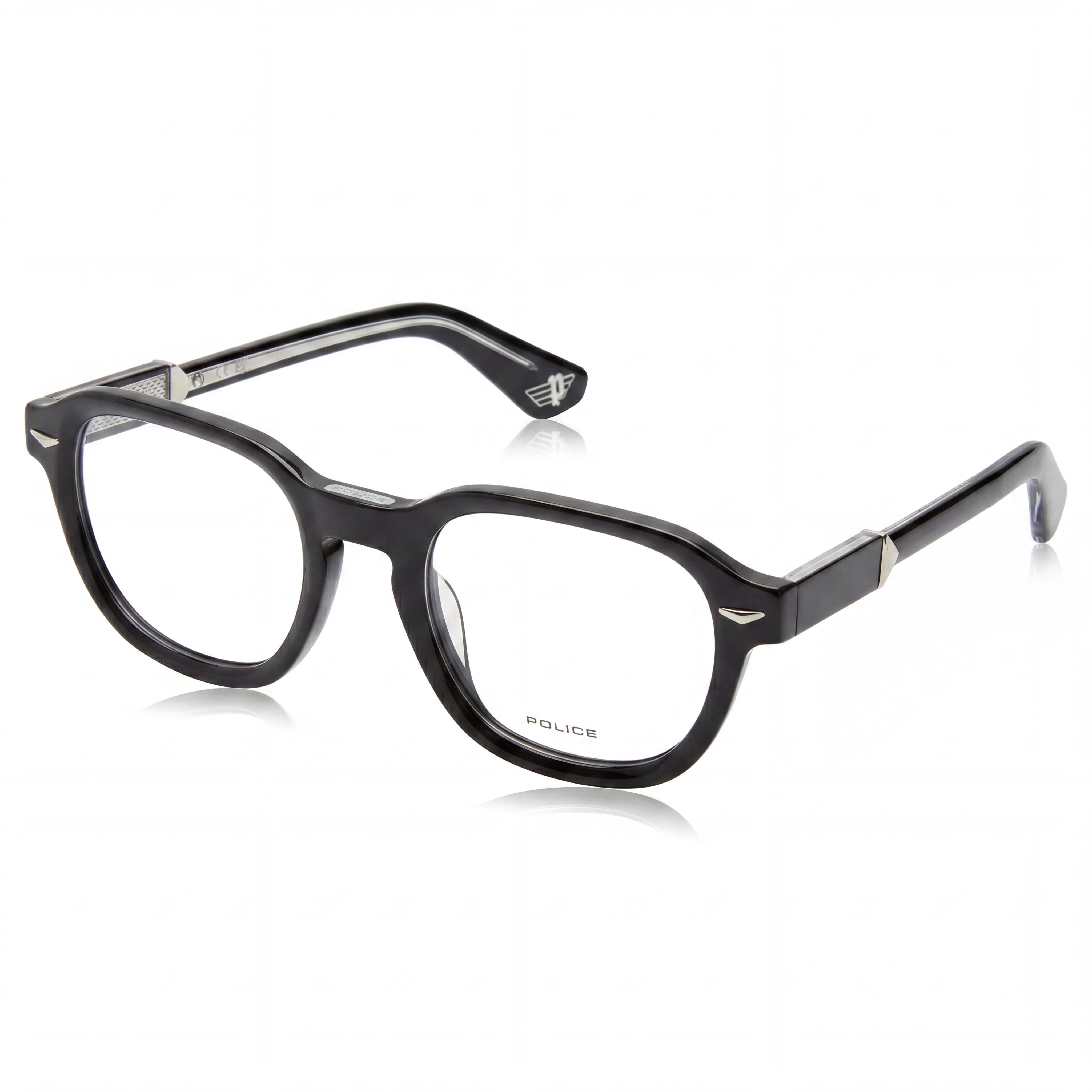 Police VPLG81 classical Unisex Plastic Sunglasses, UV Protection, Non-polarised, Shiny Black, 50mm, Photo 1
