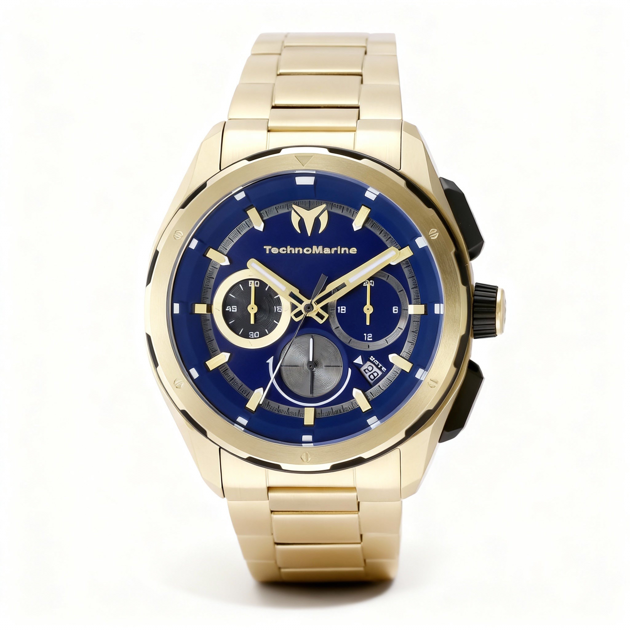 TechnoMarine OCEAN - NOMAD Unisex Two-tone Black & Gold Stainless Steel Navy Dial Quartz 100m Watch 43mm Case