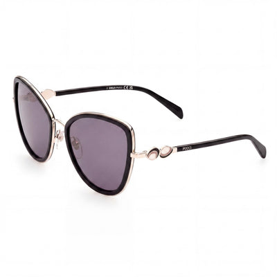 Emilio Pucci Modern Eyewear Crafted with a Metal Frame and Polycarbonate Lenses for Unisex Wearers, Featuring a 57mm Lens Width