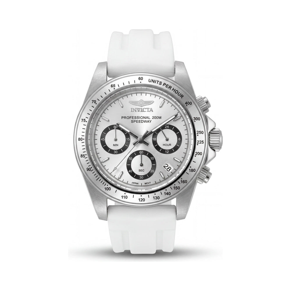 Invicta Speedway 50488 Reloj unisex de cuarzo, correa de silicona, esfera plateada, 40 mm