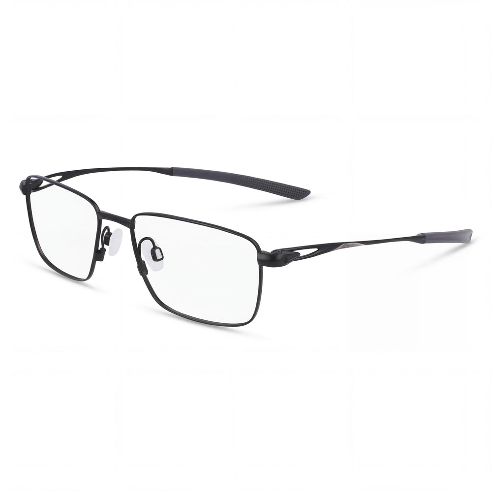 Nike 6046 Unisex Full Rim Rectangle Titanium Eyeglasses Satin Black 55-17-145