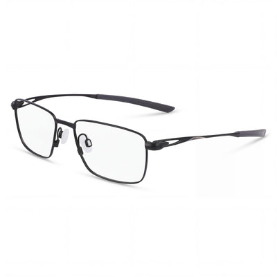 Nike 6046 Gafas de titanio unisex de montura completa rectangular, negro satinado 55-17-145