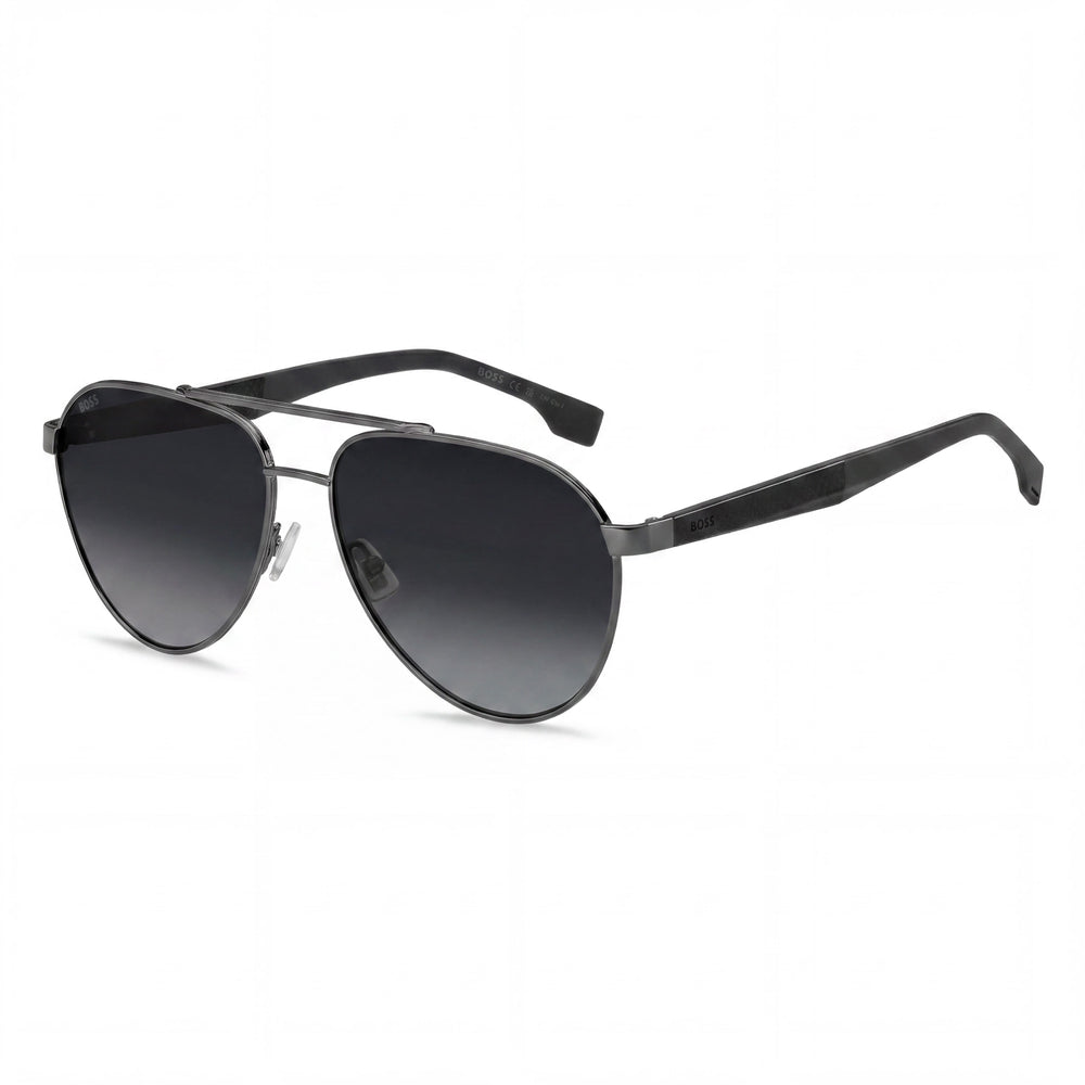 Gafas de sol contemporáneas unisex de Hugo Boss con protección UV de acero aleado, 60 mm, marrones, Sol-X gris rutenio oscuro