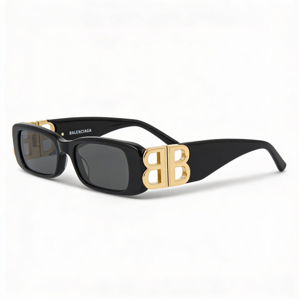 Balenciaga Bb0096s-001 Women's Gold, Black Grey Gold Plastic Frame Non-Polarized Grey Lens 51mm