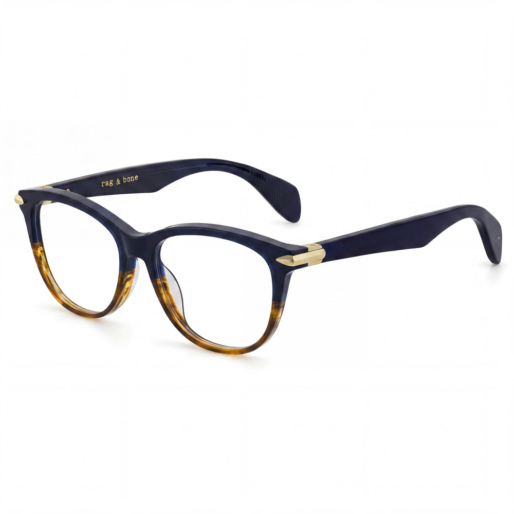 Gafas Rag & Bone Rnb 3014 para mujer con montura de acetato azul habana y lentes sin policarbonato, talla 49-16-140