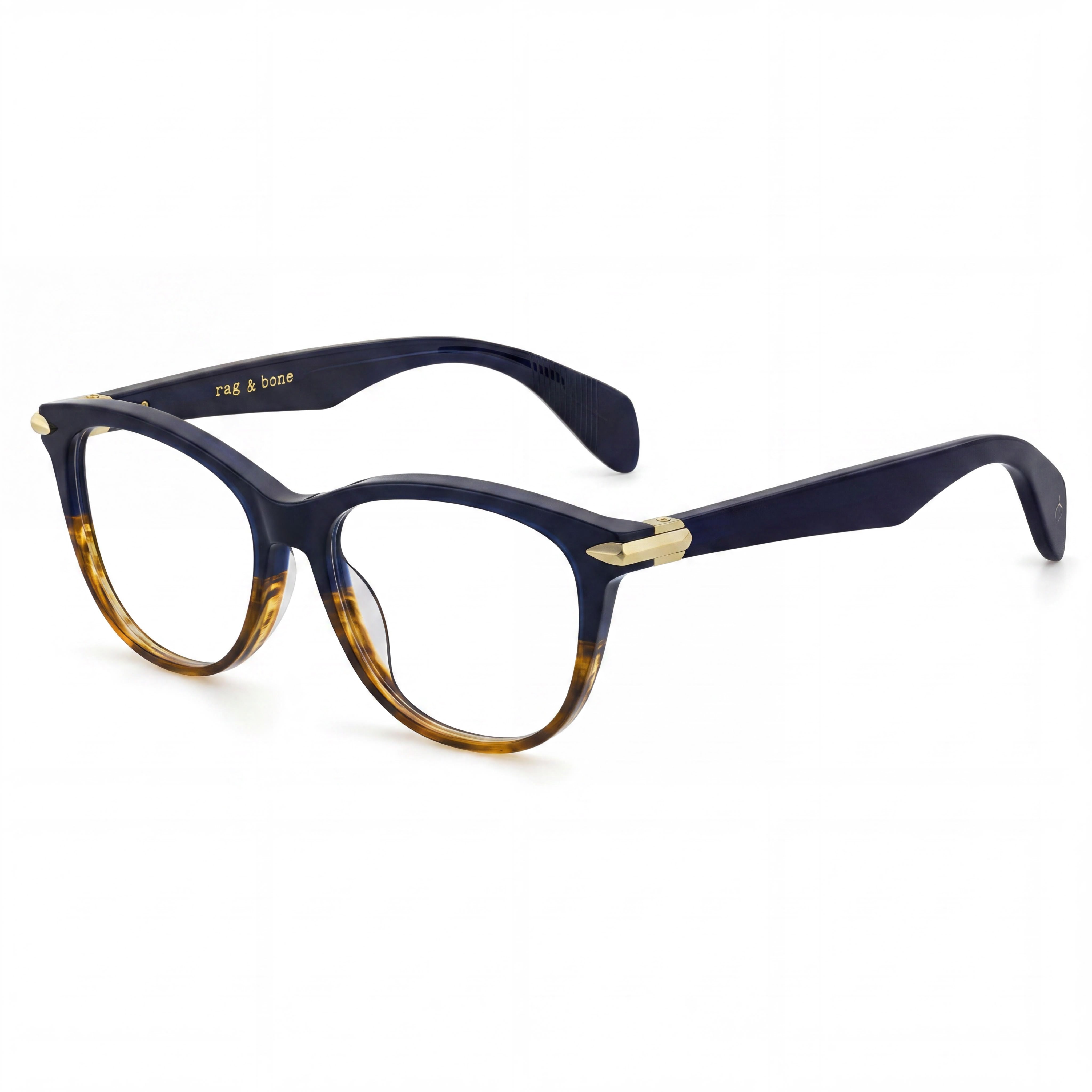 Rag & Bone Rnb 3014 Women's Havana Blue Acetate Frame Eyewear with Non- Polycarbonate Lenses, Size 49-16-140, Photo 1