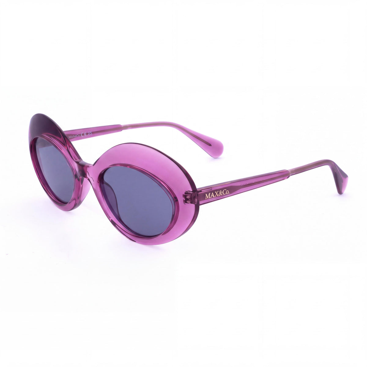 Max & Co. Casual Women's Transparent Shiny Pink Injected Plastic Gradient Grey UV Sunglasses 52mm, Photo 1